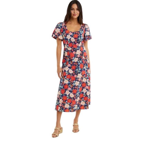 Draper James Julianne Midi Dress Size 6 • Stretch Poplin Floral A-Line Midi - Picture 1 of 16